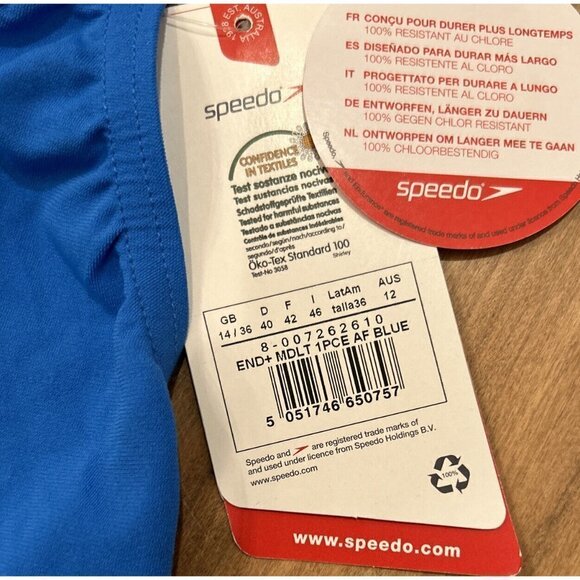 Speedo Endurance + Solid Onepiece Swimsuit Women's AU 12 US 8 Royal Blue NEW - Picture 4 of 5